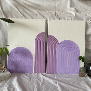 Lila 2er-Set Boho Spachtelwandkunst, strukturierte Wandkunst, strukturierte Kunstleinwand, strukturierte Malerei, Boho Wohnkultur, Boho Wanddekor
