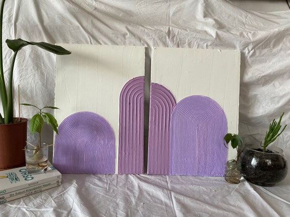 Purple Set of 2 Boho Spackle Wall Art, Textured Wall Art, Textured Art Canvas, Textured Painting, Boho Home Decor, Boho Wall Decor
