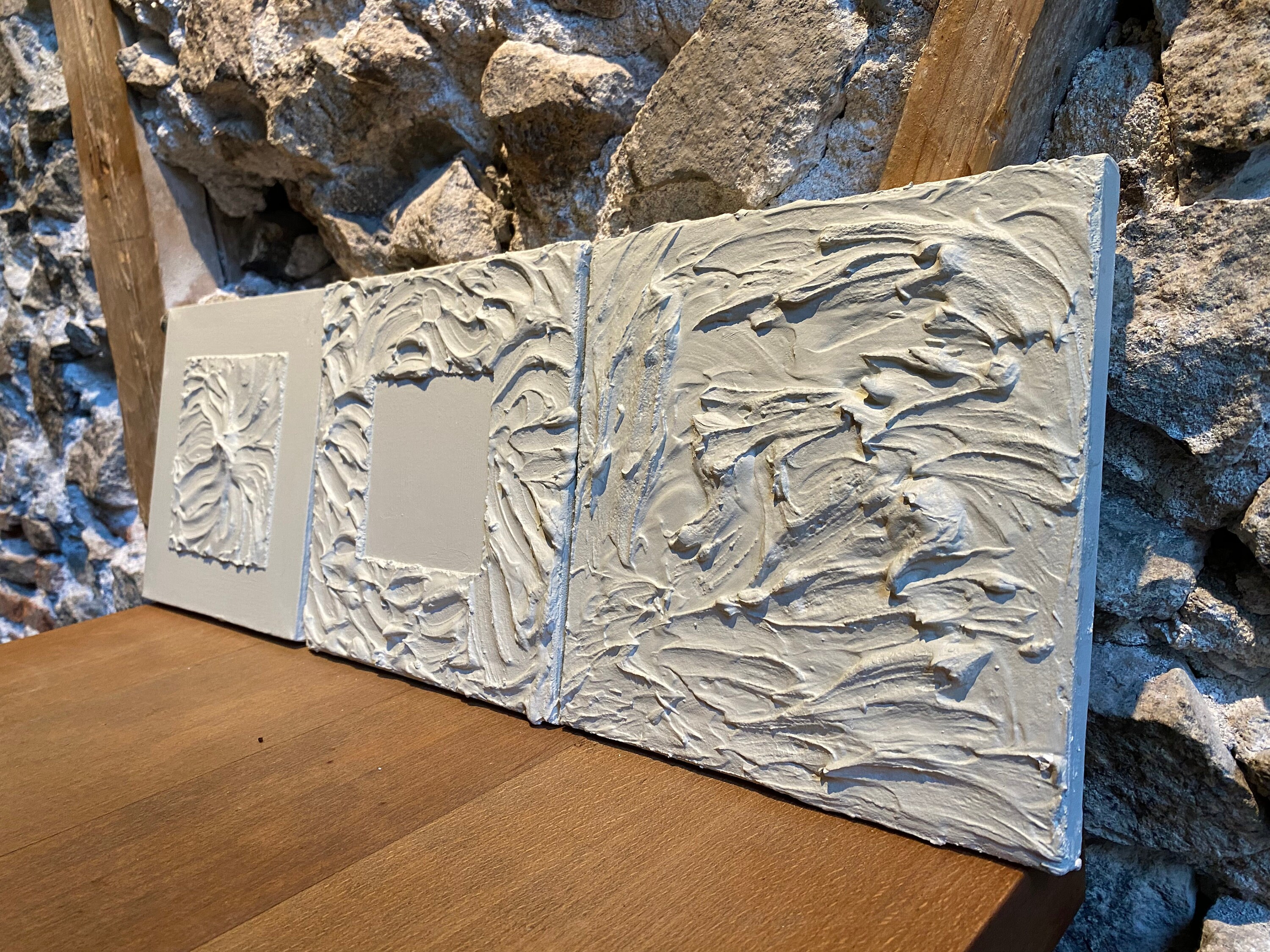 Textured Wall Art Set of 3, Plaster Wall Art, Mid Century Wall Artt ...