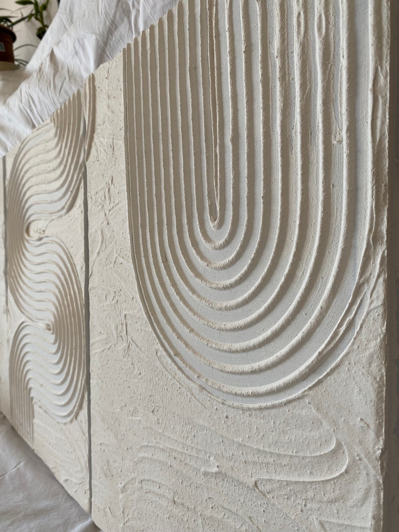 Set of 3 Boho Plaster Wall Art Textured Wall Art Textured Etsy