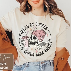 Personalized Cheer Mom and Anxiety Shirt, Coffee Lover TShirt, Gift For Cheer Mama, Mom Coffee Tees, Mama Anxiety Shirts, Coffee Addict Tee