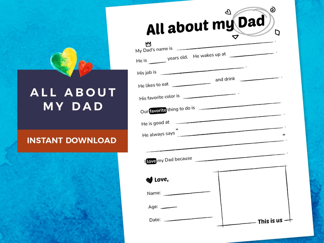 All About My Dad | Fill in the Blank | Father's Day | Gifts for Dad ...