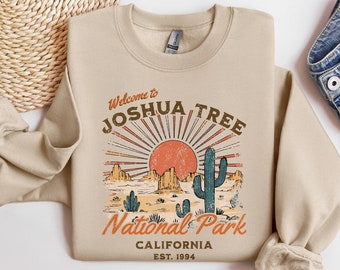 Joshua Tree National Park Sweatshirt Gift, Cozy Boho Cute Crewneck, Retro Vintage California Shirt, Desert Hiking Camping Granola Girl Shirt