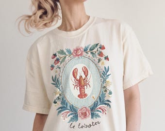 Retro Summer Comfort Colors Lobster Shirt Nautical Beach Tee Fisherman Aesthetic Coastal Shirt Preppy Ocean Vintage Graphic French TShirt