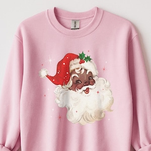 Retro Black Santa Shirt — African American Santa Sweatshirt, Vintage Christmas Crewneck