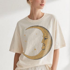 Retro Moon Shirt — Vintage Comfort Colors Celestial Shirt, Astrology Shirt, Witchy Shirt Ivory