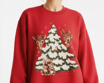 Reindeer Christmas Sweatshirt – Retro Christmas Crewneck, Vintage Holiday Shirt