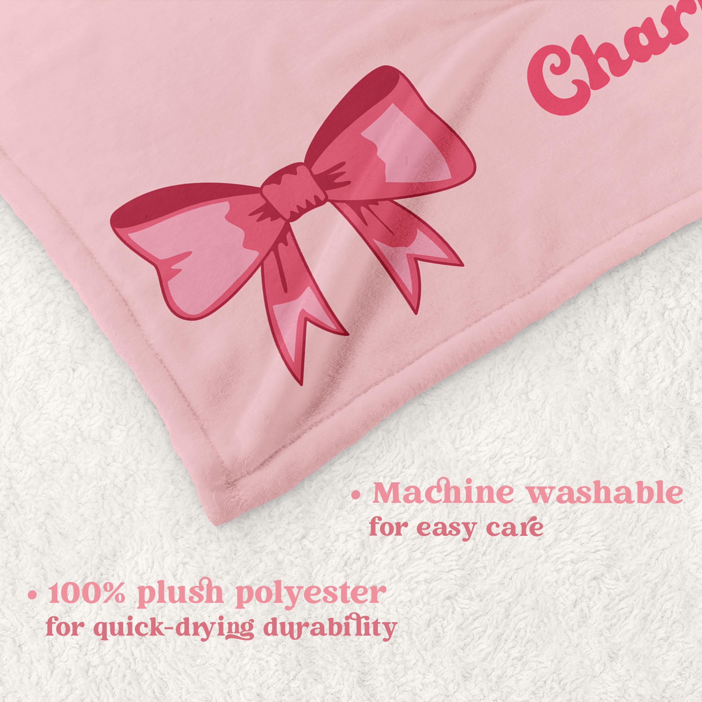 Personalized Custom Blanket Gift, Pink Baby Girl Blanket, Coquette Bow Name Blanket, Personalized Gift, New Baby Blanket, Kids Blanket