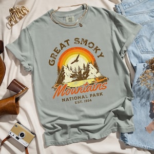 T-shirt Vintage Great Smoky Mountains National Park - Pinstripe, Taille XL, Occasion Très Bon état