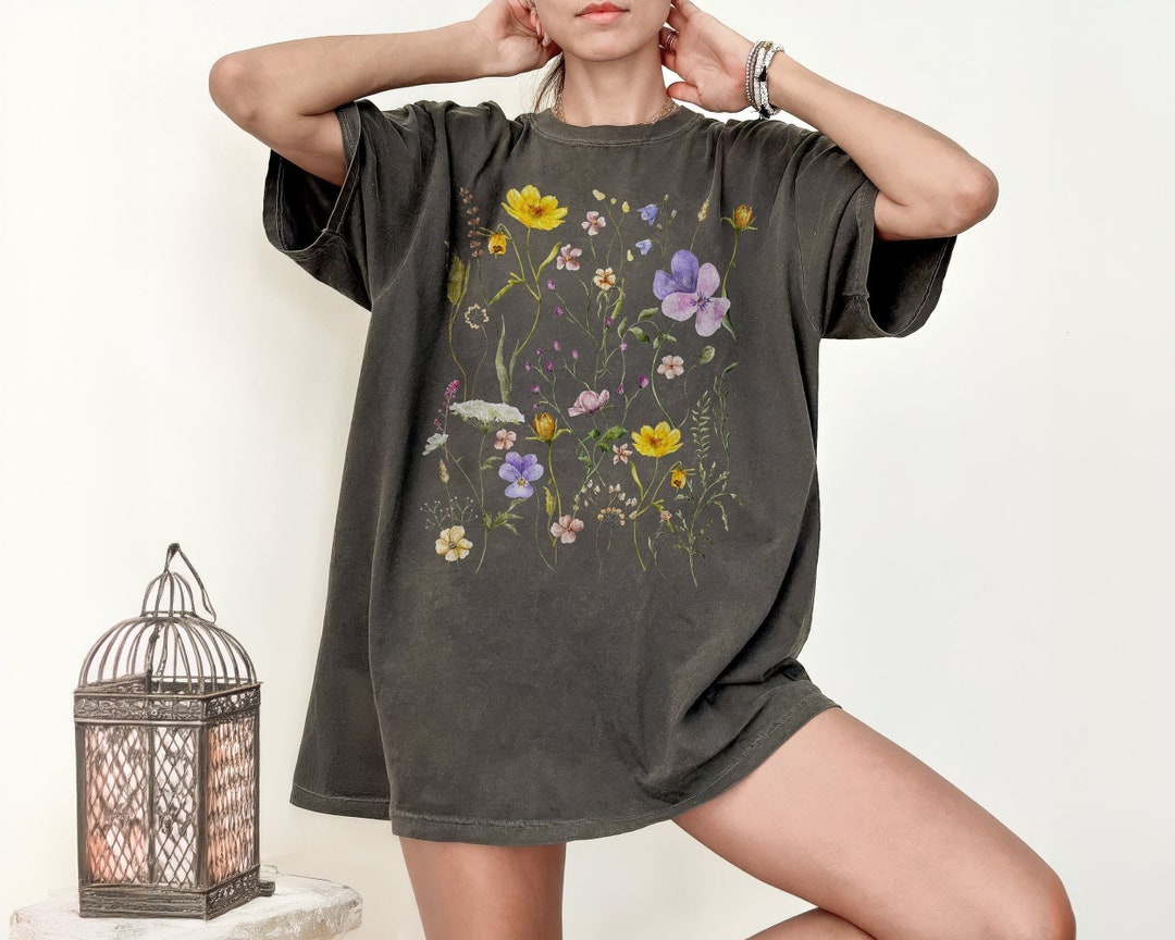 Wildflower Shirt Botanical Comfort Colors Tshirt Pressed Flower ...