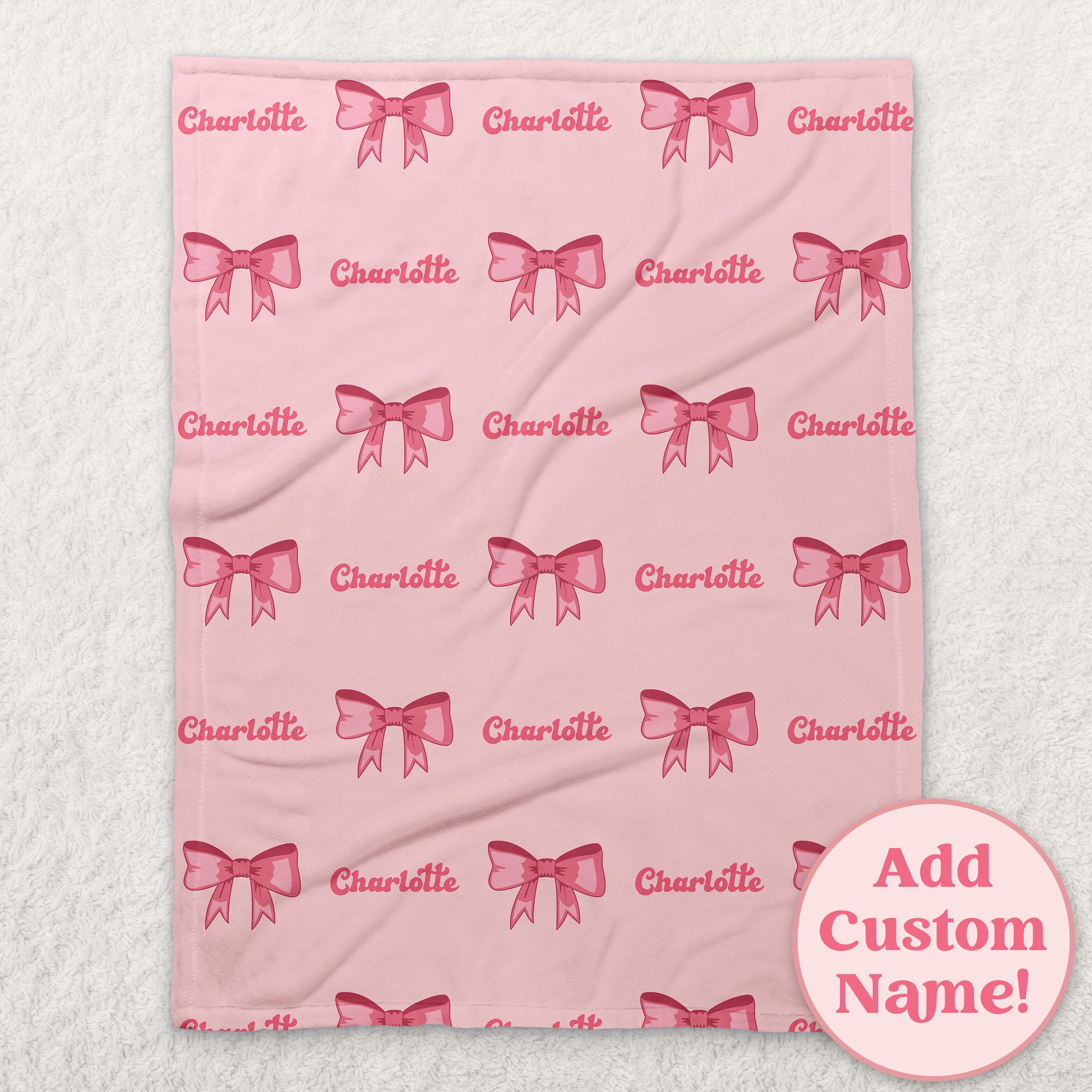 Personalized Custom Blanket Gift, Pink Baby Girl Blanket, Coquette Bow Name Blanket, Personalized Gift, New Baby Blanket, Kids Blanket