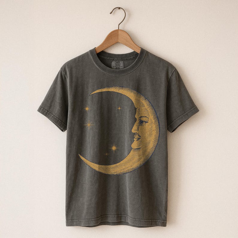 Retro Moon Shirt — Vintage Comfort Colors Celestial Shirt, Astrology Shirt, Witchy Shirt image 2