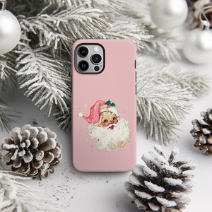 Retro Pink Santa iPhone 17 Case, Cottagecore Christmas Phone Case, Santa Phone Case Gift image 6