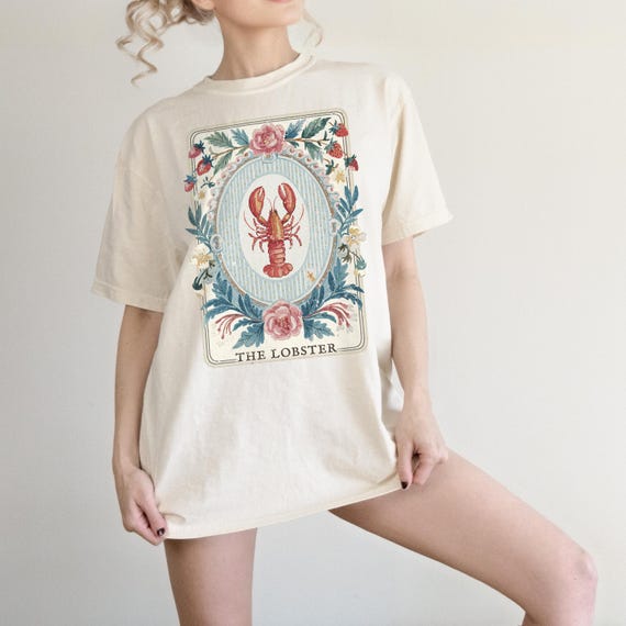 Retro Summer Comfort Colors Tarot Lobster Shirt Nautical Beach Tee Fisherman Aesthetic Coastal Shirt Preppy Ocean Vintage Graphic French Tee