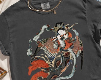 Japanese Shirt, Vintage Geisha Graphic Tee, Retro Comfort Colors