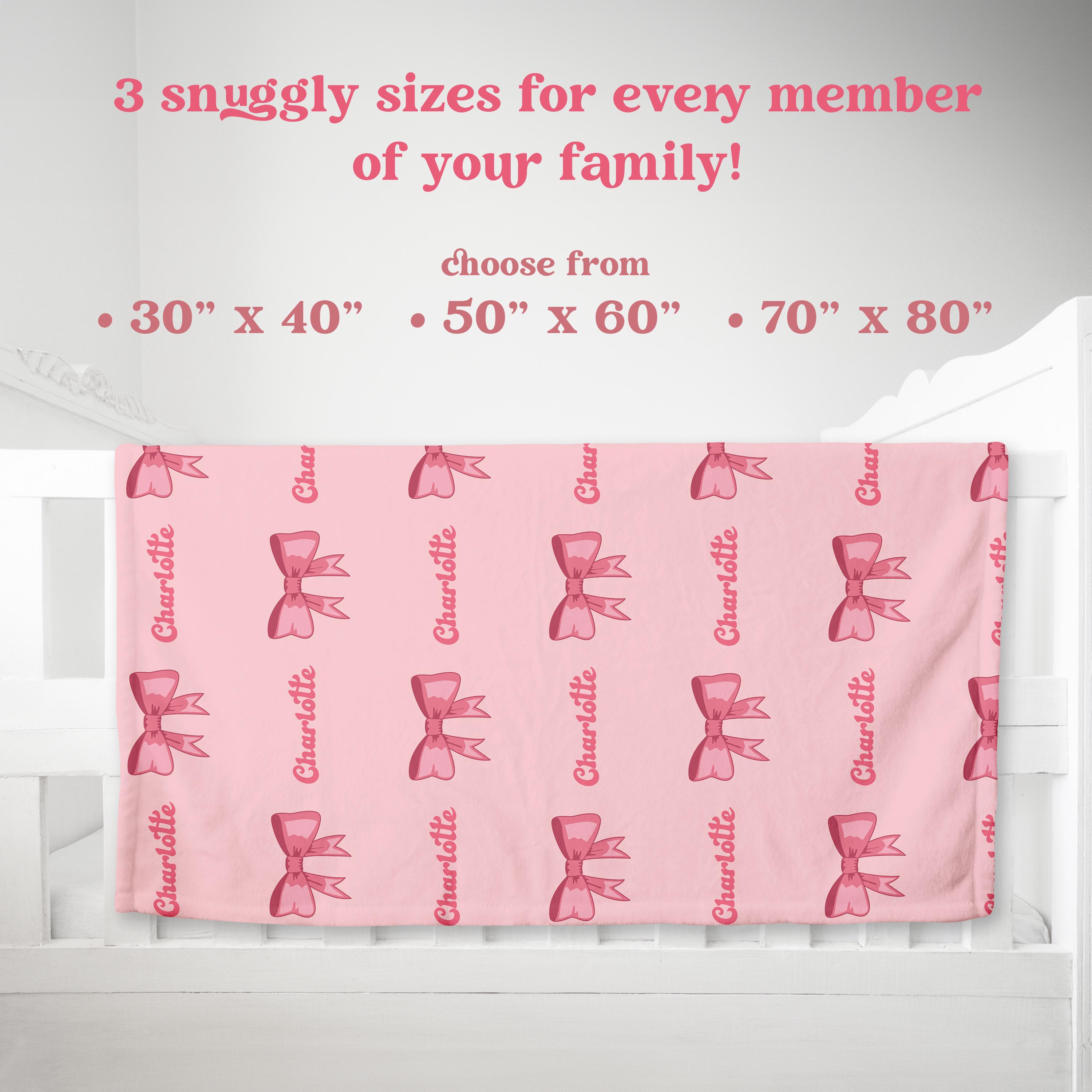 Personalized Custom Blanket Gift, Pink Baby Girl Blanket, Coquette Bow Name Blanket, Personalized Gift, New Baby Blanket, Kids Blanket