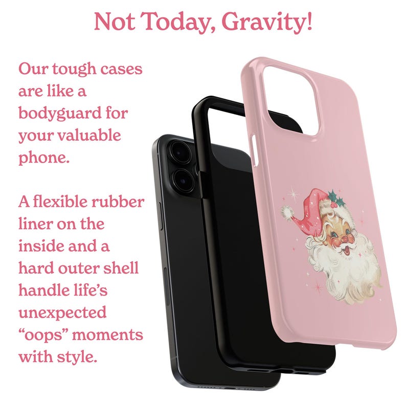Retro Pink Santa iPhone 17 Case, Cottagecore Christmas Phone Case, Santa Phone Case Gift image 5
