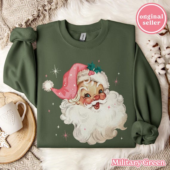 Retro Christmas Sweatshirt Gift Women, Pink Santa Shirt Gift Girl, Vintage Christmas  Santa Sweatshirt, Funny Family Shirt, Holiday Sweater - Etsy