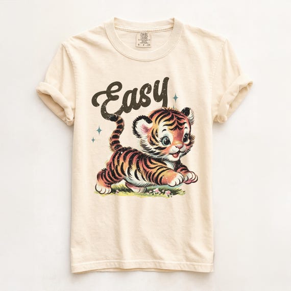 Easy Tiger Shirt – Vintage Comfort Colors Shirt, Sarcastic Retro Graphic Tee