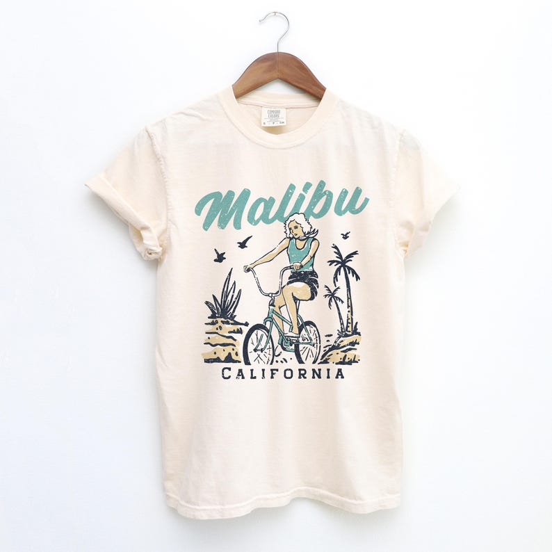 Malibu Shirt Comfort Colors California Tee Retro Beach Shirt Coastal Cowgirl Top Vintage Graphic Tee Summer Aesthetic Preppy T Shirt Women image 1