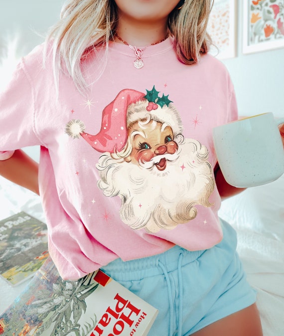 Retro Pink Santa Comfort Colors® Christmas Shirt Holiday - Etsy