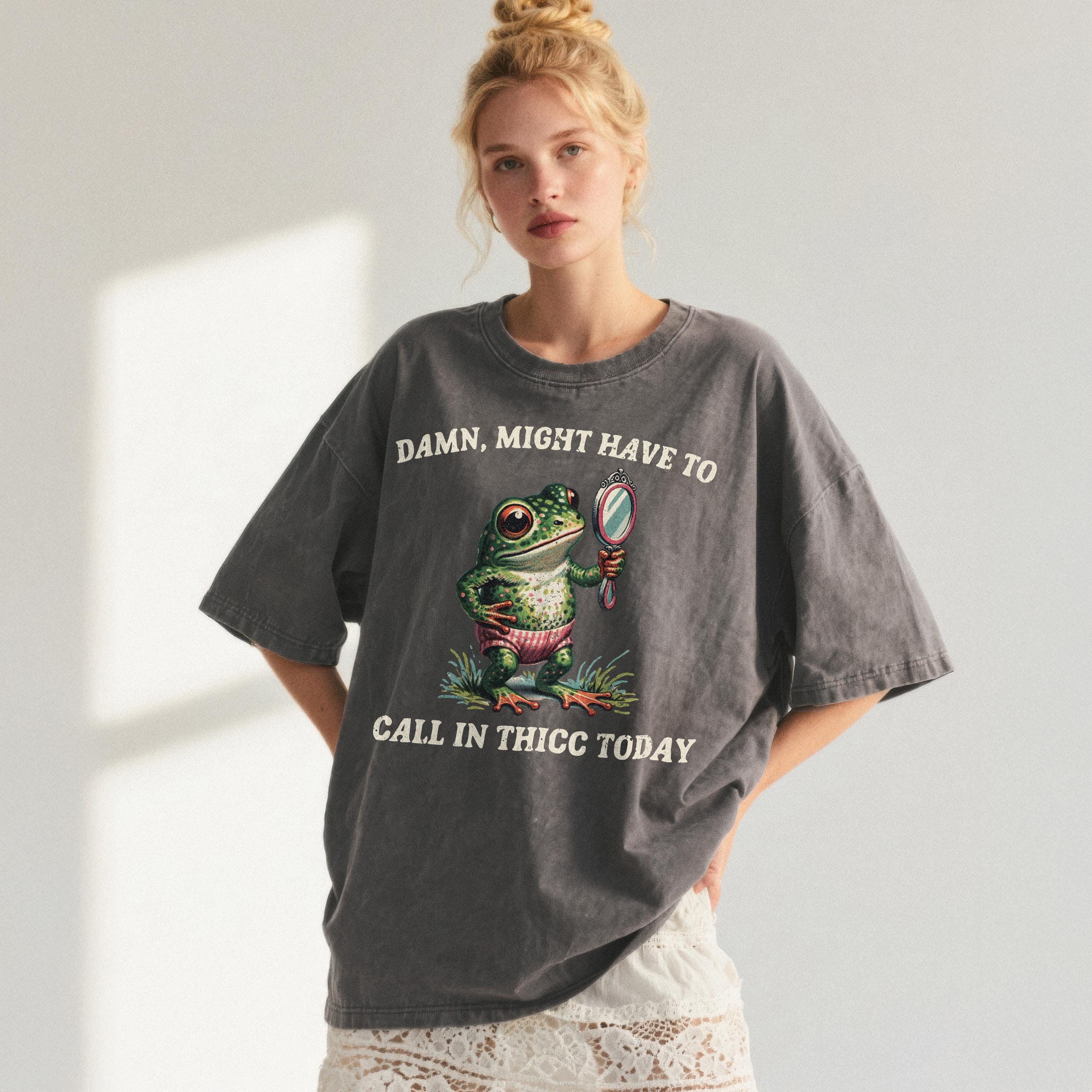 Funny Frog Comfort Colors Shirt – Call in Thicc Today, Retro
