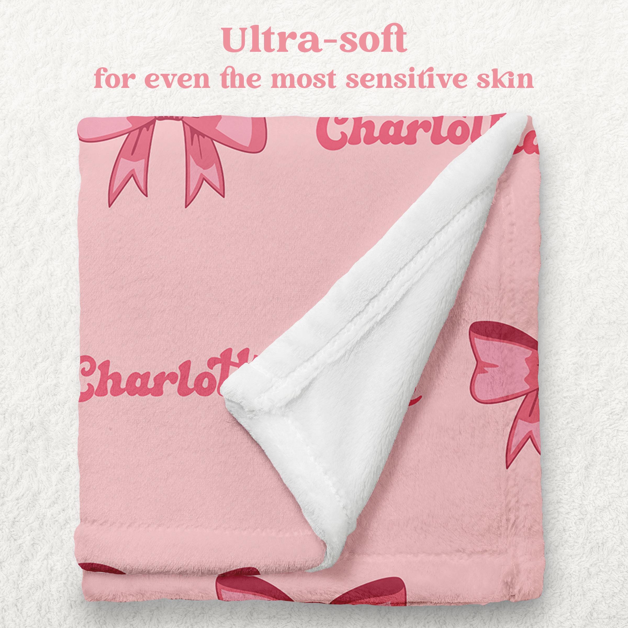 Personalized Custom Blanket Gift, Pink Baby Girl Blanket, Coquette Bow Name Blanket, Personalized Gift, New Baby Blanket, Kids Blanket