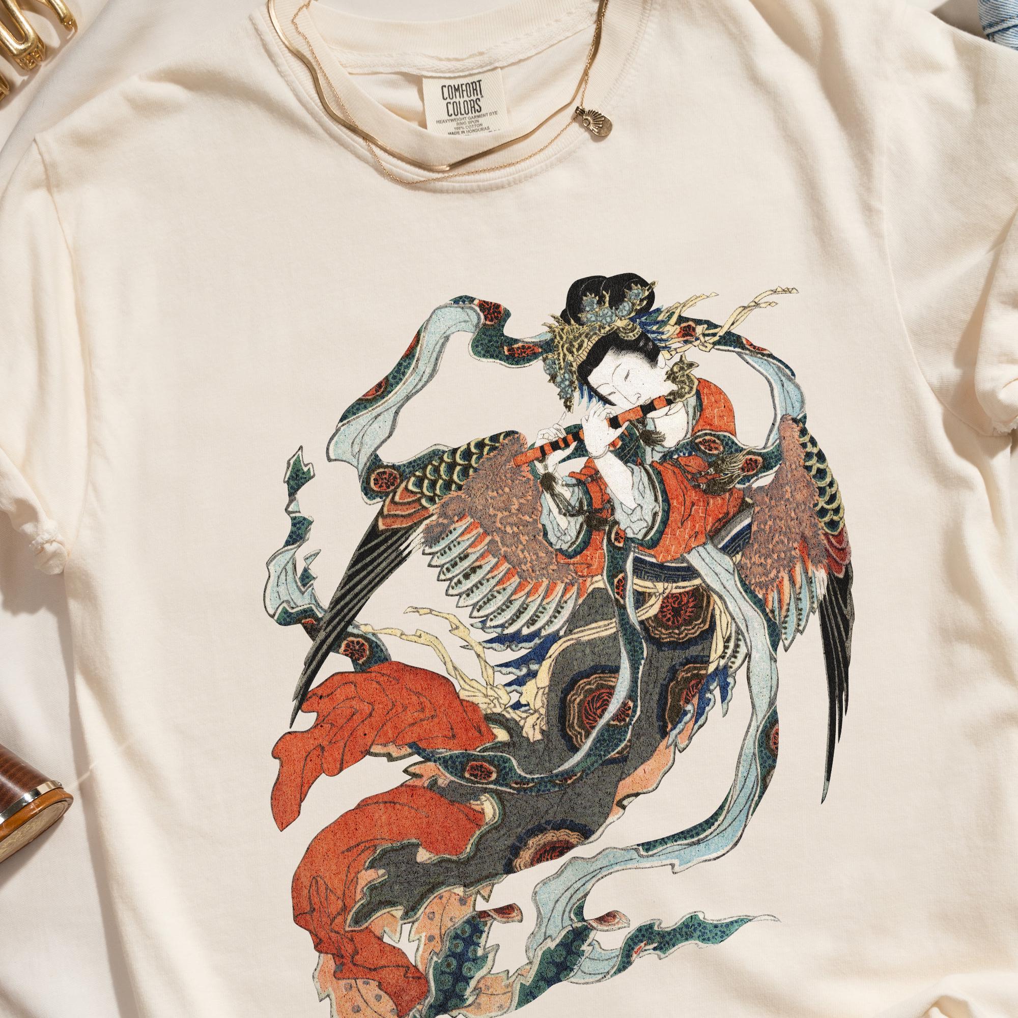 Japanese Shirt, Vintage Geisha Graphic Tee, Retro Comfort Colors