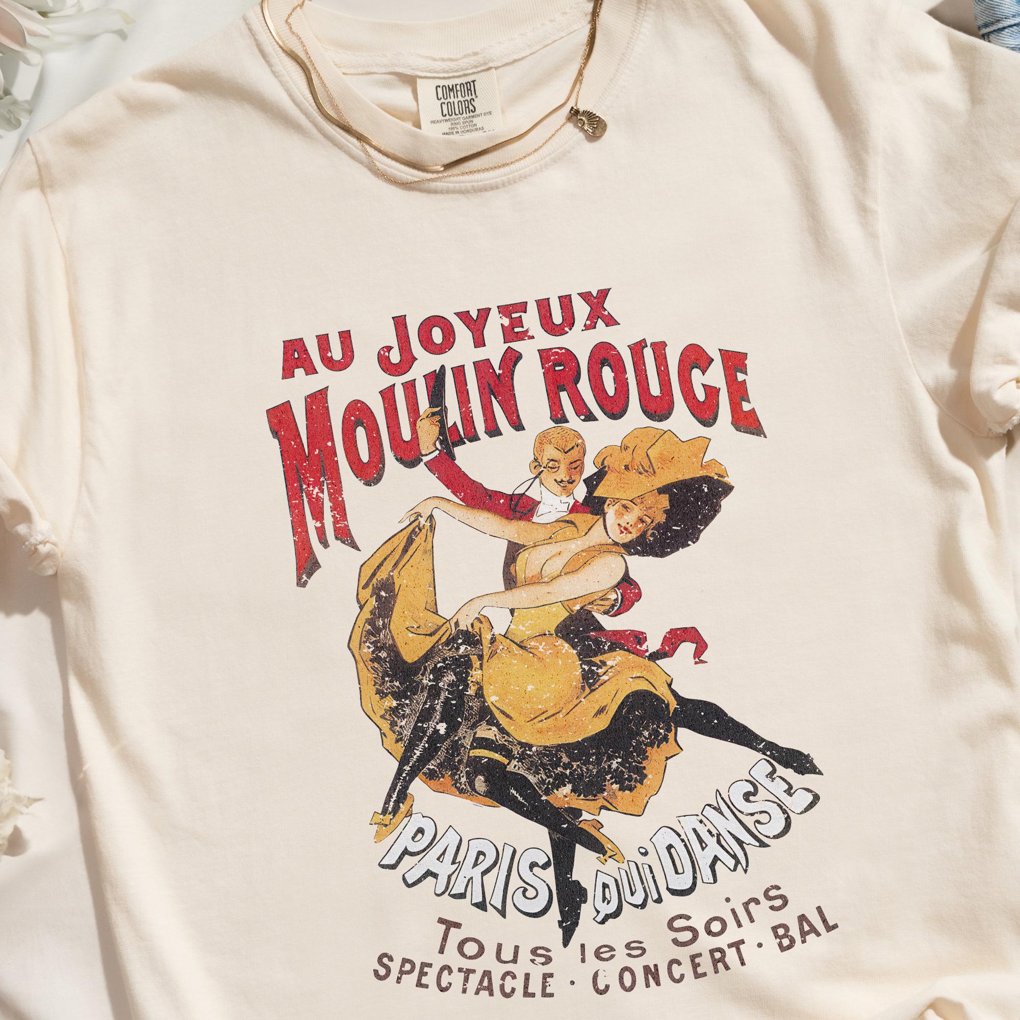 70's VINTAGE MOULIN ROUGE ムーラン・ルージュ総柄シャツ Preppy Shirt Retro Vintage Graphic Tee Moulin Rouge Gift for