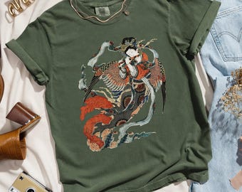 Japanese Shirt, Vintage Geisha Graphic Tee, Retro Comfort Colors