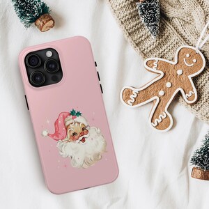 Retro Pink Santa iPhone 17 Case, Cottagecore Christmas Phone Case, Santa Phone Case Gift image 4