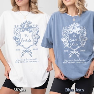 Comfort Colors Custom Bachelorette Shirt Personalized Bach Party Shirt Coquette Bride Shirt Rococo Wedding Party Bridal Shower Gift Shirt