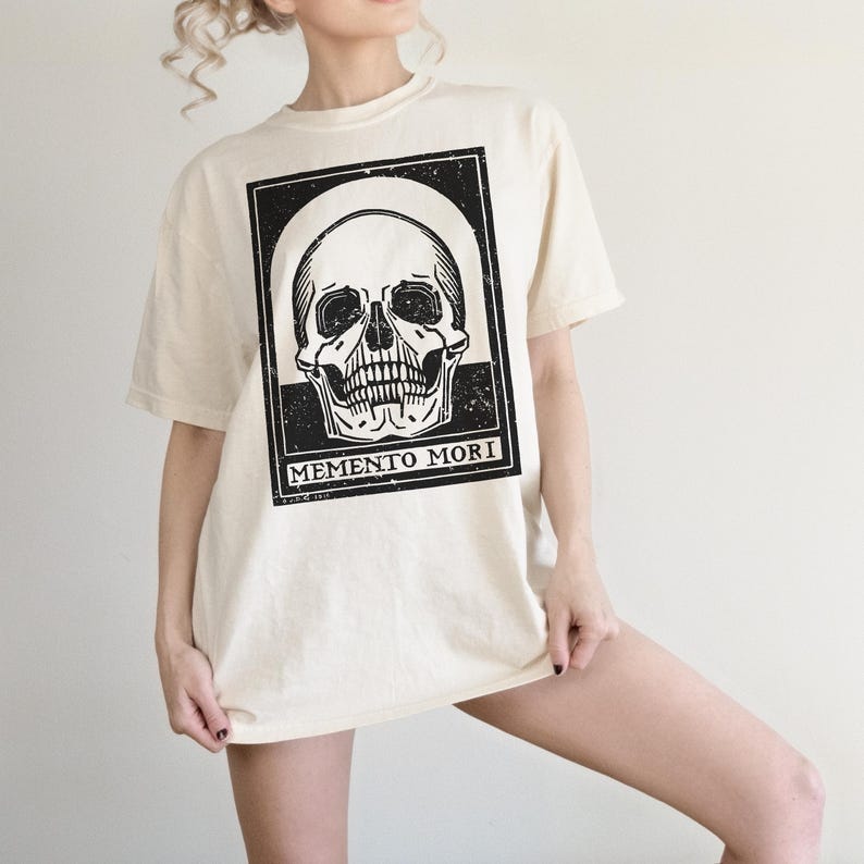 Halloween Skeleton Shirt Goth Gift, Memento Mori Skull Comfort Colors Shirt, Gothic Aesthetic Shirt Dark Academia Shirt Witchy Gift for Goth image 1
