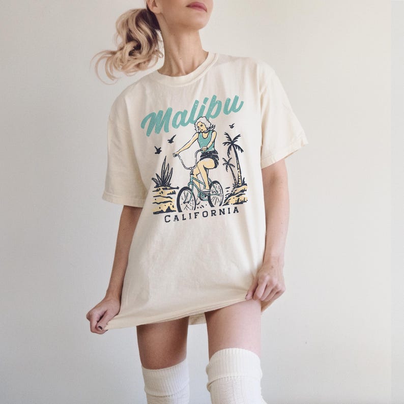 Malibu Shirt Comfort Colors California Tee Retro Beach Shirt Coastal Cowgirl Top Vintage Graphic Tee Summer Aesthetic Preppy T Shirt Women image 3