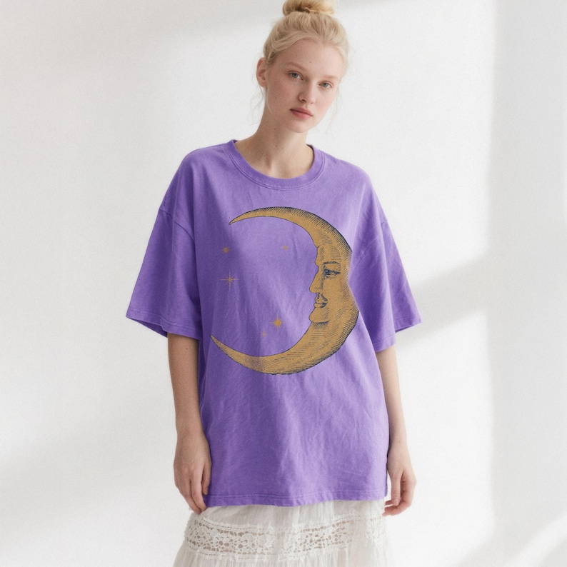 Retro Moon Shirt — Vintage Comfort Colors Celestial Shirt, Astrology Shirt, Witchy Shirt Violet