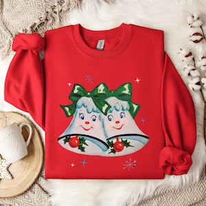 Retro Vintage Christmas Sweatshirt - Women&#39;s Christmas Shirt Gift Teacher - Funny Christmas Crewneck - Matching Family Holiday Sweater