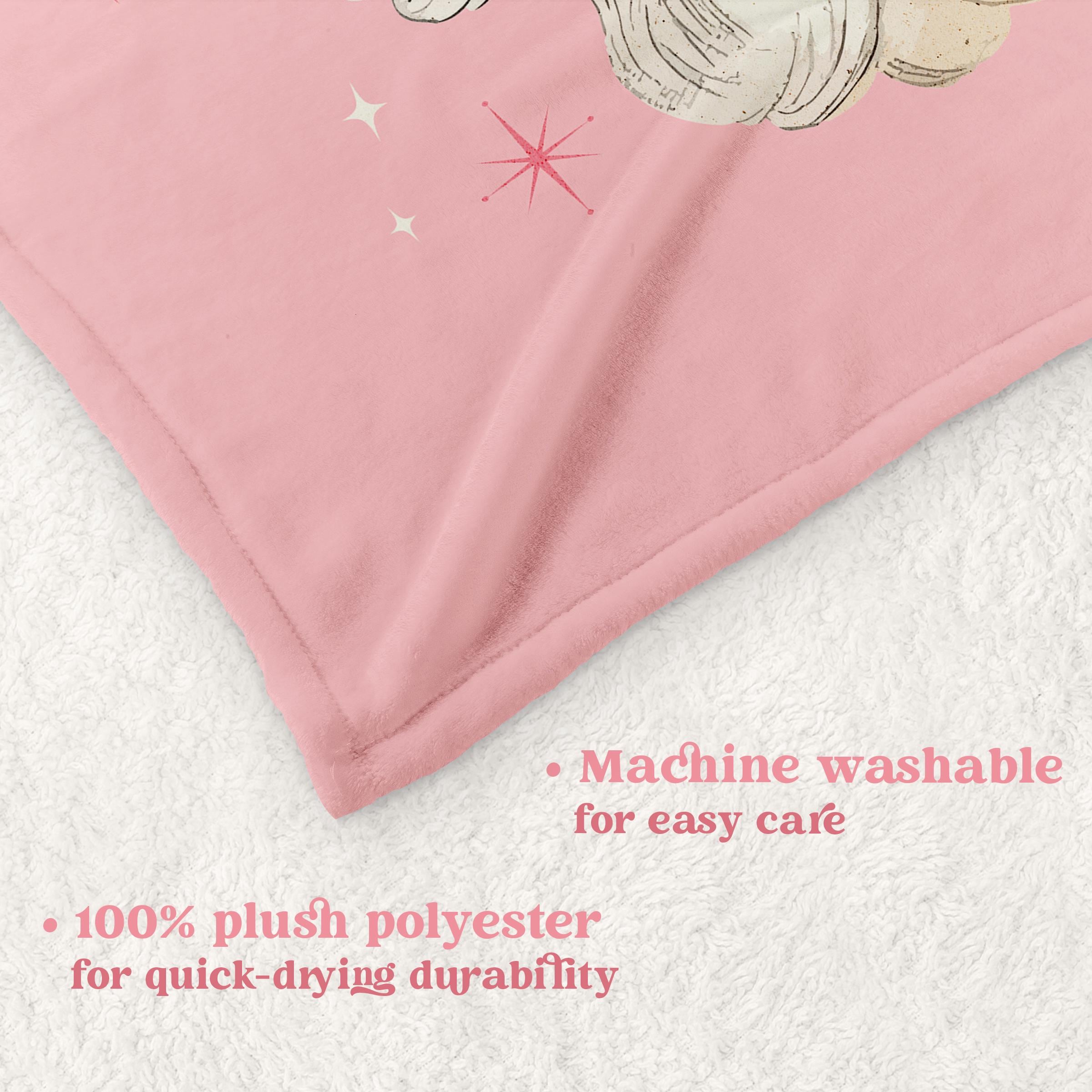 Personalized Blanket Gift for Christmas, Retro Pink Santa Custom Name Holiday Gift, Customized Name Baby Blanket, Family Christmas Gift Kids