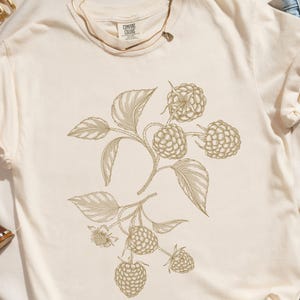 White And Raspberry Color Shirt Boho Aesthetic Shirt, Vintage Botanical Raspberries Tshirt, Trendy ...