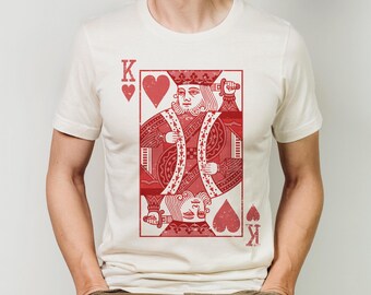 Herzkönig Shirt Vatertagsgeschenk für Papa Bräutigam Geschenk Ehemann Jahrestagsgeschenk Retro Herren T-Shirt Vintage Rundhalsgeschenk für Ihn Geburtstagsvater