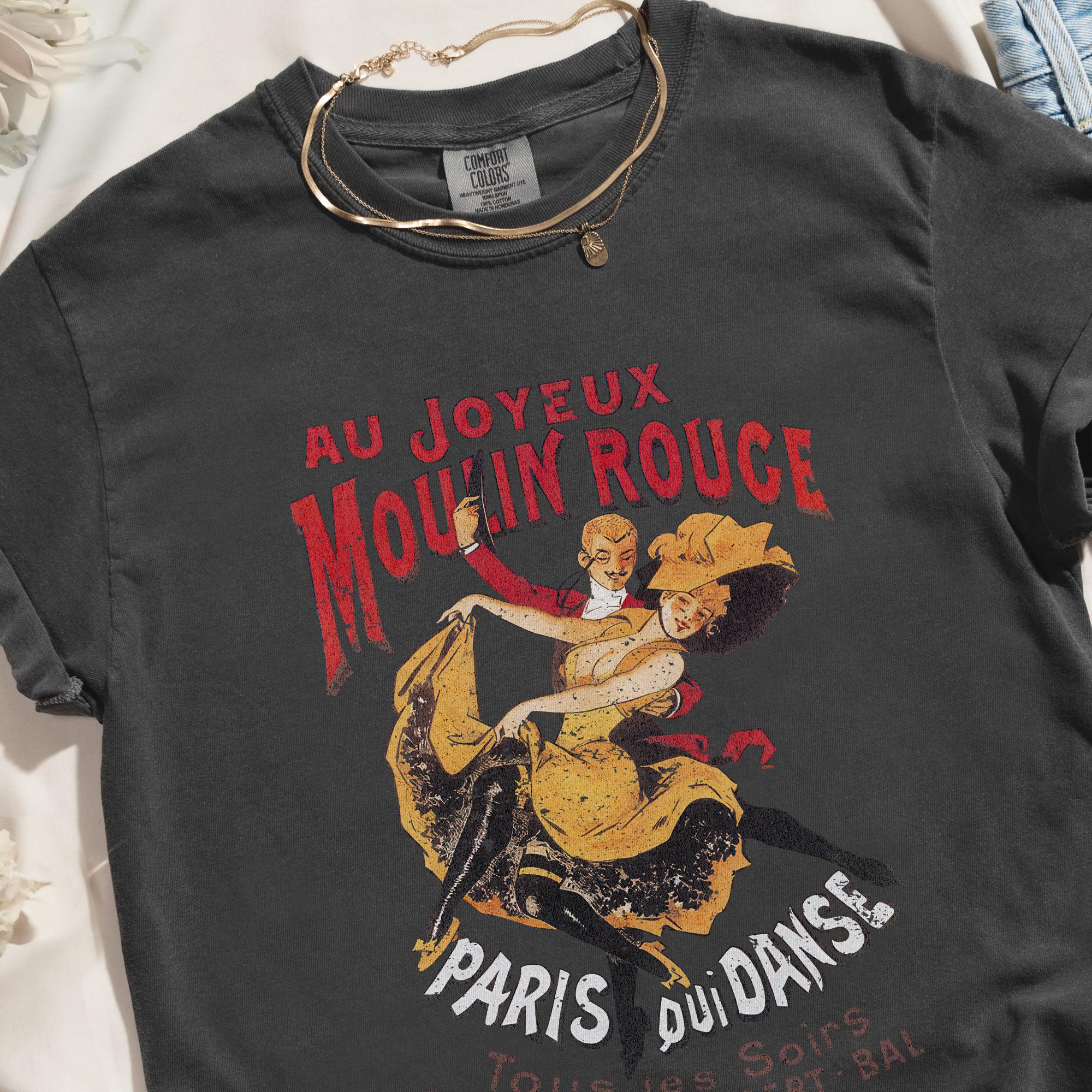 70's VINTAGE MOULIN ROUGE ムーラン・ルージュ総柄シャツ Preppy Shirt Retro Vintage Graphic Tee Moulin Rouge Gift for