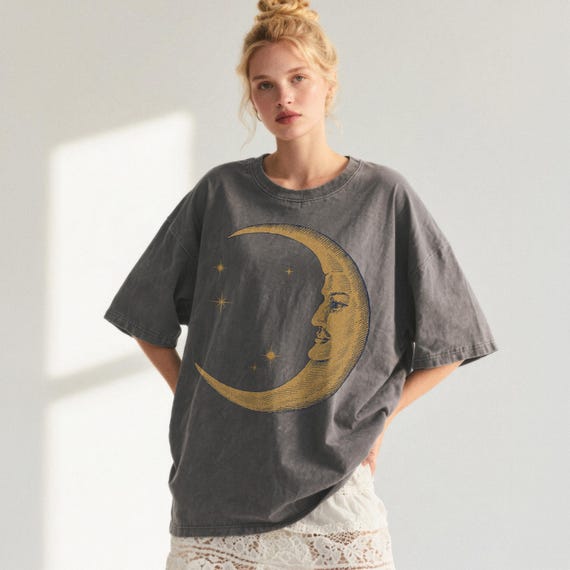 Retro Moon Shirt — Vintage Comfort Colors Celestial Shirt, Astrology Shirt, Witchy Shirt