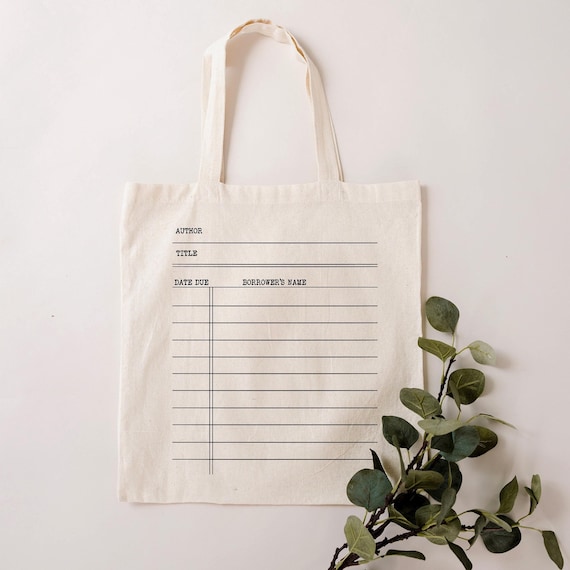 Library Card Canvas Tote Bag, School Book Bag, Light Academia Gift for Book Lover, Teacher Gift for Librarian, Literary Gift for Student Bag