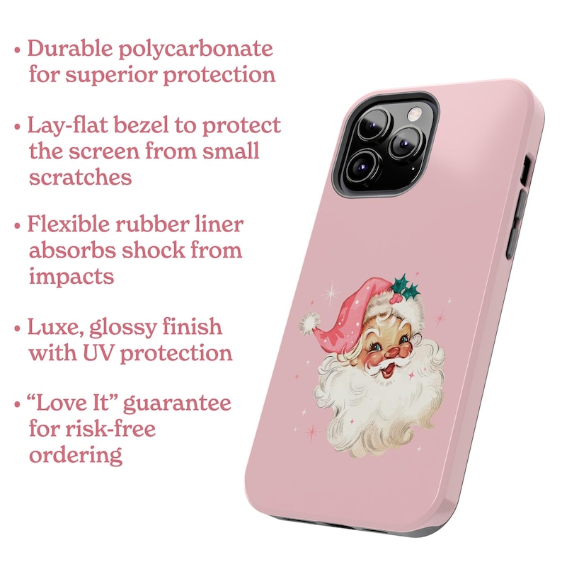 Retro Pink Santa iPhone 17 Case, Cottagecore Christmas Phone Case, Santa Phone Case Gift image 3