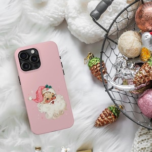Retro Pink Santa iPhone 17 Case, Cottagecore Christmas Phone Case, Santa Phone Case Gift image 8
