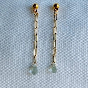 Pendientes de turmalina, transparentes, en forma de gota, largos, brillantes, ligeros, de noche, sencillos, delicados, minimalistas, dorados.