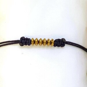 Couple bracelet, nylon cord, braided, double row, simple, rakis, adjustable, knot, sliding, black and gold, stacked, lucky charm, design