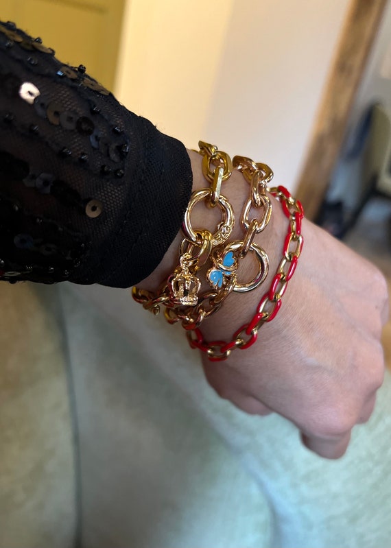 Bracelet Tendance Gros Maillons Multicolore - Longueur Réglable 20-24 Cm | Bijou Fantaisie Femme, Plastique, Fermoir Crochet