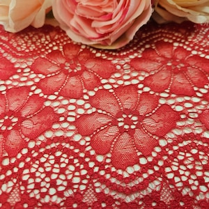 Lace for lingerie sewing-Elastic lace 17 cm wide/Lace/red