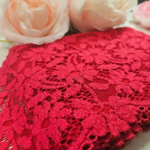 Spitze für Dessous nähen-Elastische Spitze 13cm breit/Lace/rot