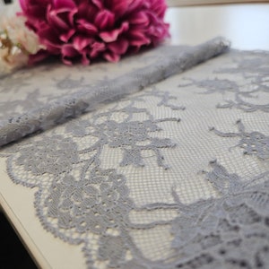 Spitze für Dessous nähen-Elastische Spitze 25cm breit sehr weich/Lace/Spitze Grau-lilla